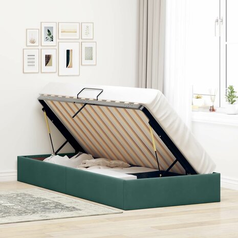 Opslag bed met hoofdeinde Donkergroen 100 x 200 cm Fluweel 4