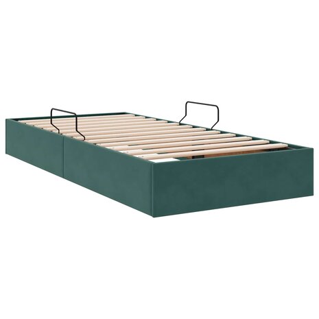 Opslag bed met hoofdeinde Donkergroen 100 x 200 cm Fluweel 5