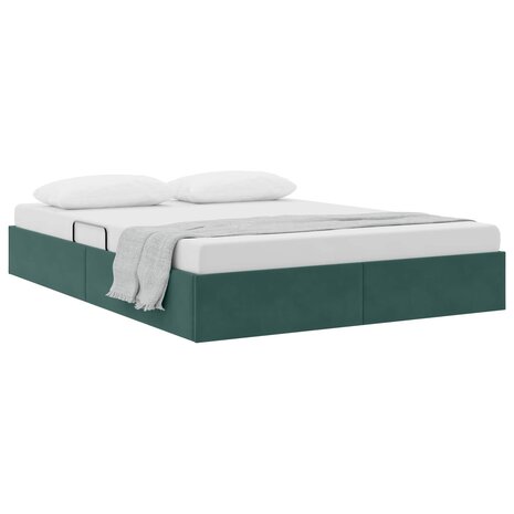 Opslag bed met hoofdeinde Donkergroen 140 x 200 cm Fluweel 3
