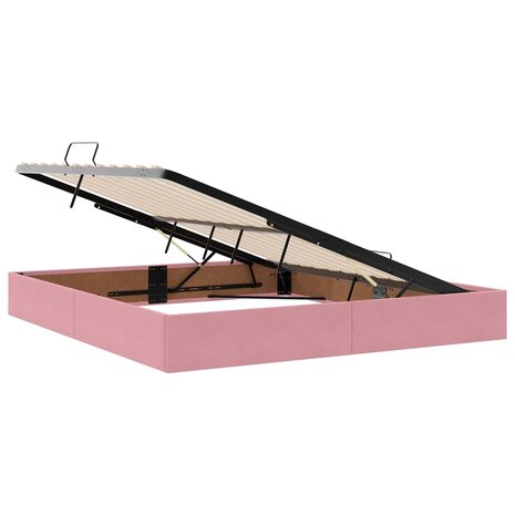 Opslag bed met hoofdeinde met opslag Roze 160 x 200 cm Fluweel 6