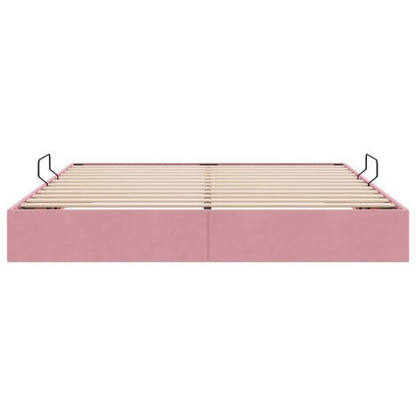 Opslag bed met hoofdeinde met opslag Roze 160 x 200 cm Fluweel 7
