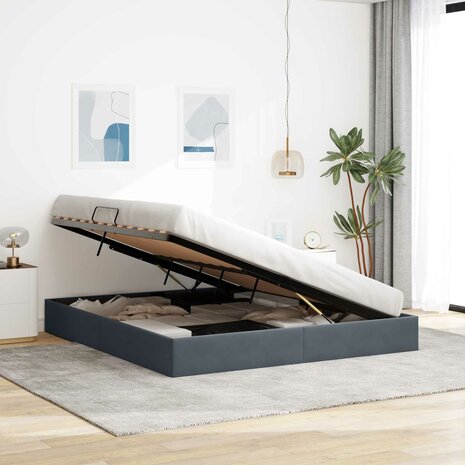 Opslag bed met hoofdeinde Donkergrijs 180 x 200 cm Fluweel 4