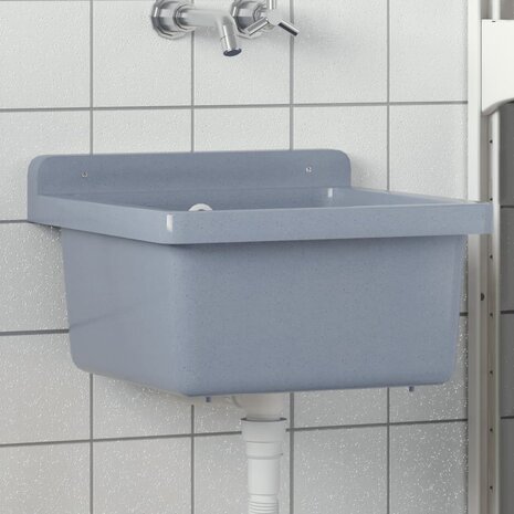 Spoelbak wandgemonteerd 40x40x24 cm hars grijs 1
