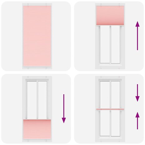 Pliss&eacute; rolgordijn 90x200 cm stofbreedte 89,4 cm polyester roze 7