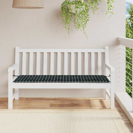 Tuinbankkussen ruitpatroon 150x50x4 cm oxford stof zwart 1