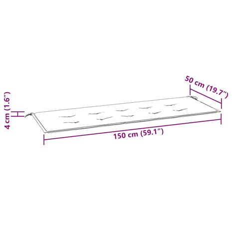 Tuinbankkussen ruitpatroon 150x50x4 cm oxford stof zwart 7
