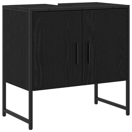 Badkamermeubelset Wandgemonteerd 2 pcs Zwart Bewerkt hout 5