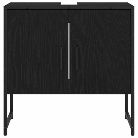 Badkamermeubelset Wandgemonteerd 2 pcs Zwart Bewerkt hout 7