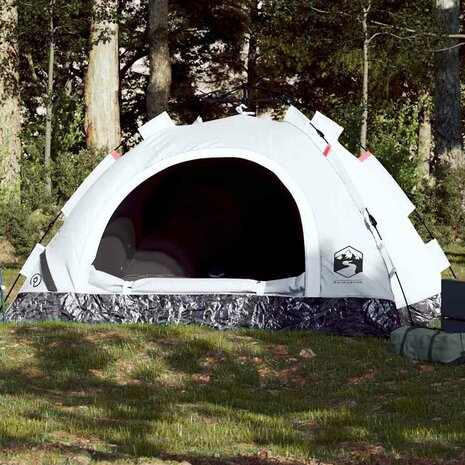 Tent 3-persoons snelontgrendeling verduisterende stof wit 1