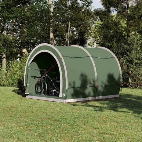 Fietstent met dak met opslag Groen 256 x 222 x 182 cm 1