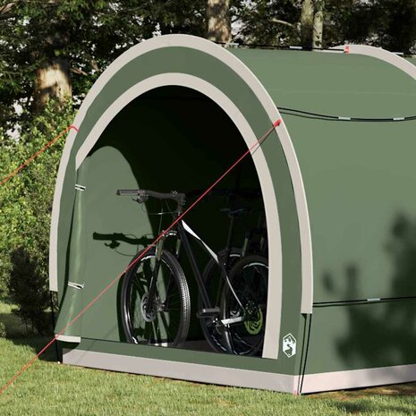 Fietstent met dak met opslag Groen 256 x 222 x 182 cm 3