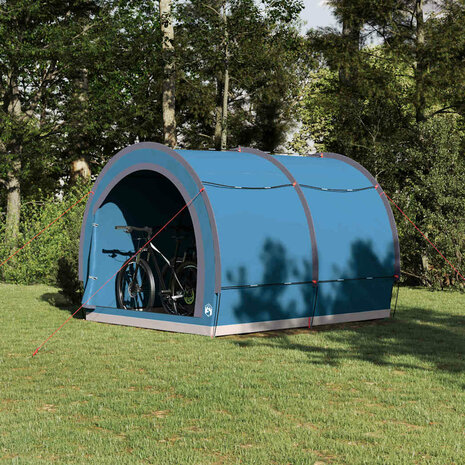 Fietstent met dak met opslag Blauw 256 x 222 x 182 cm 1