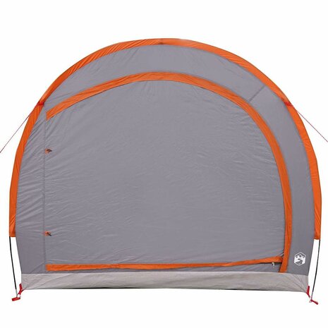 Fietstent met dak met opslag Grijs en Oranje 256 x 222 x 182 cm 4