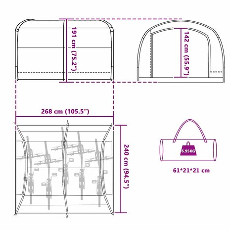 Tent met dak Grijs en oranje 268 x 240 x 191 cm Polyester 6