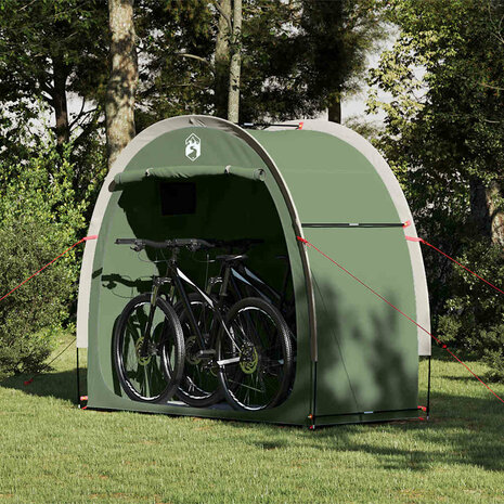 Fietstent met dak met opslag Groen 210 x 90 x 174 cm 1