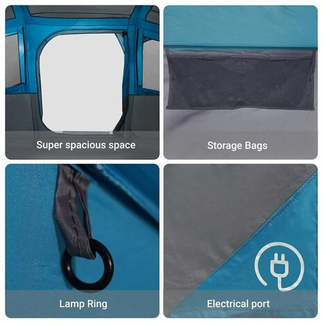 Gezinstent Blauw en Grijs 435 x 255 x 216 cm Polyester en staal 8
