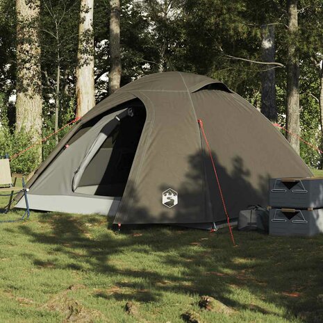 Koepeltent 3-persoons waterdicht bruin 1