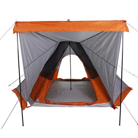Tipi Tent 6-persoons waterdicht grijs en oranje 5