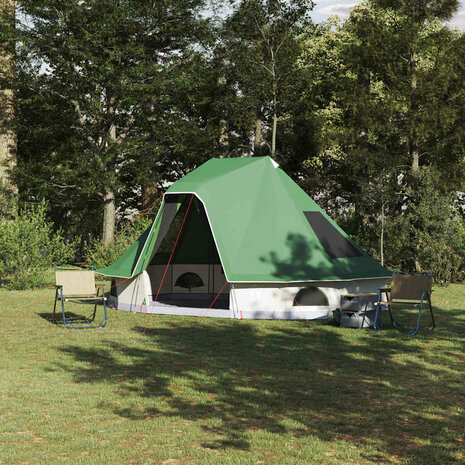 Tipi Tent met dak met opslag Groen 466 x 310 x 240 cm taft 1