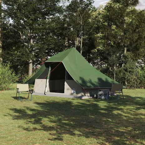 Tipi Tent met dak met opslag Groen 364 x 281 x 257 cm taft 1