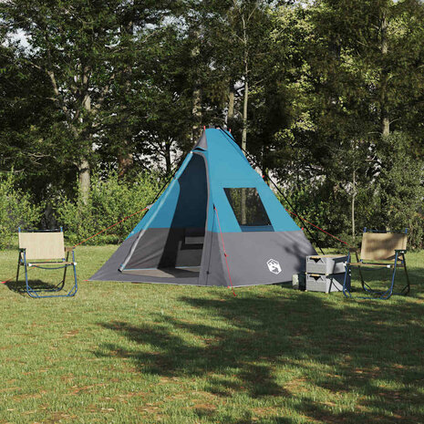 Tipi Tent met dak met opslag Blauw 383 x 338 x 217 cm taft 1