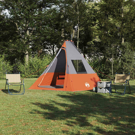 Tipi Tent met dak Grijs en Oranje 383 x 338 x 217 cm taft 1