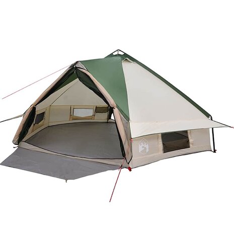 Tipi Tent 8-Persoon met dak Groen en Wit 490 x 410 x 210 cm 2