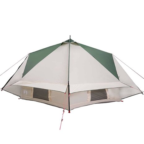 Tipi Tent 8-Persoon met dak Groen en Wit 490 x 410 x 210 cm 6