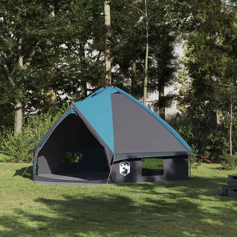 Tipi Tent 8-Persoon met dak Blauw en Grijs 490 x 410 x 210 cm 1