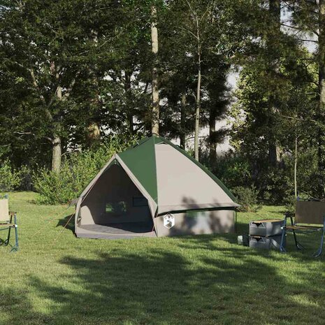 Tipi Tent voor 4 Personen Groen en Grijs 490 x 410 x 210 cm 1