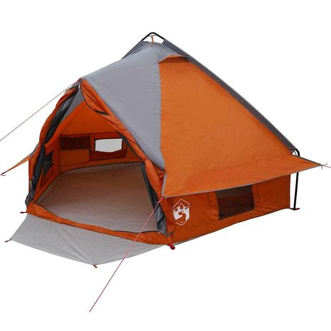 Tipi Tent 4-Person met dak Grijs en Oranje 388 x 320 x 169 cm 2
