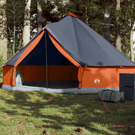 Tipi Tent 6-persoons waterdicht grijs en oranje 1