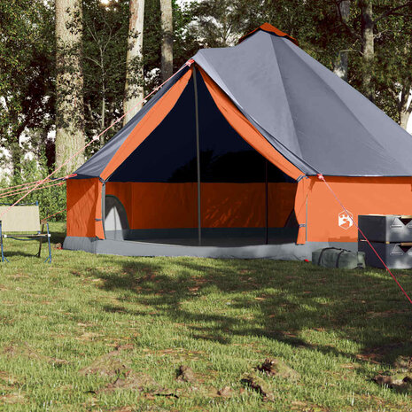 Tipi Tent voor gezin 8-persoons waterdicht grijs en oranje 3