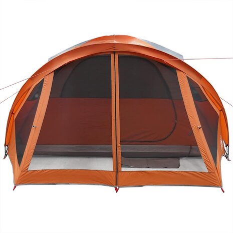 Tunneltent 6-persoons waterdicht grijs en oranje 6