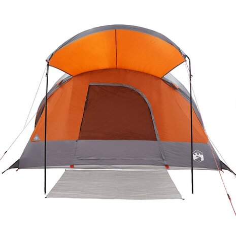 Tunneltent 8-persoons waterdicht grijs en oranje 6