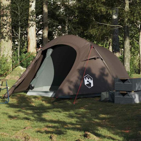 Tunneltent 2-persoons waterdicht bruin 1