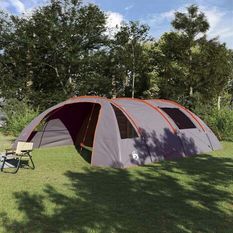 Tunnel Tent 6-Persoon Grijs en Oranje 700 x 590 x 215 cm 1