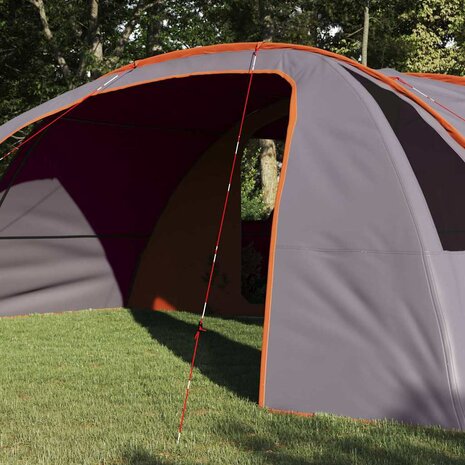 Tunnel Tent 6-Persoon Grijs en Oranje 700 x 590 x 215 cm 3