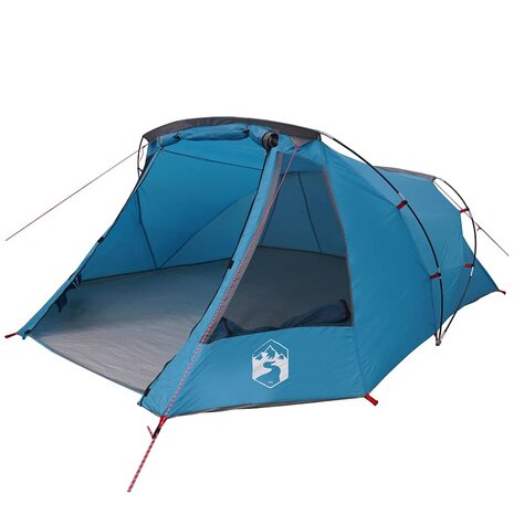 Tunnel Tent 3-Person met dak Blauw en Grijs 328 x 228 x 115 cm 2