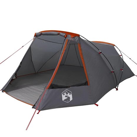 Tunnel Tent 3-Person met dak Grijs en Oranje 328 x 228 x 115 cm 2