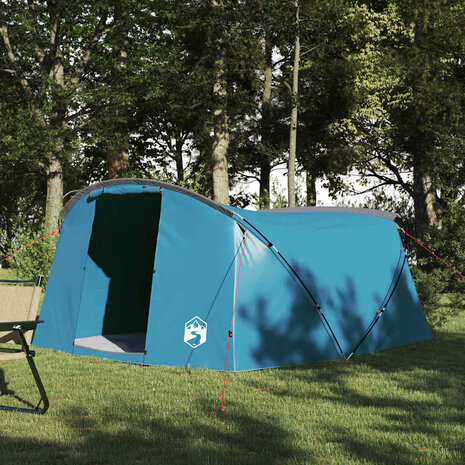 Tunnel Tent 4-Person met dak Blauw en Grijs 318 x 275 x 140 cm 1