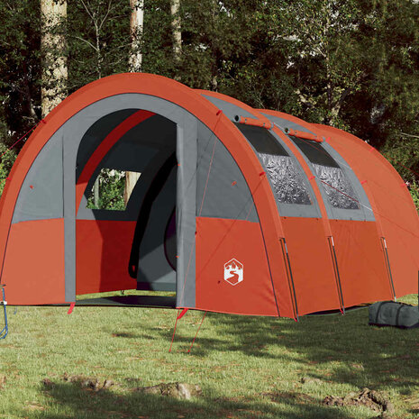 Tunneltent 4-persoons waterdicht grijs en oranje 1