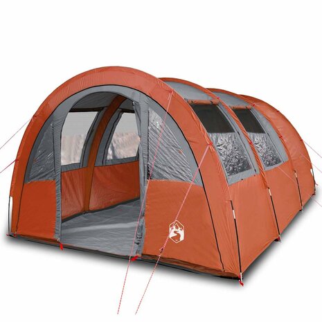 Tunneltent 4-persoons waterdicht grijs en oranje 2