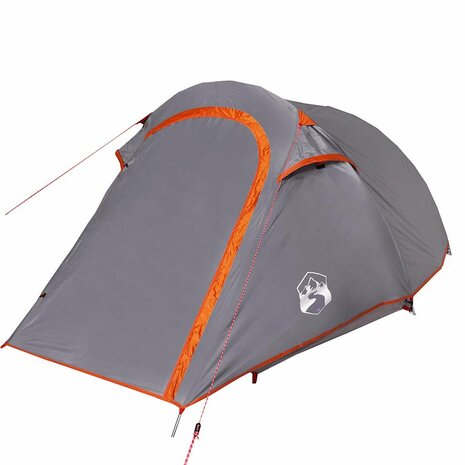 Tunneltent 2-persoons waterdicht grijs en oranje 5