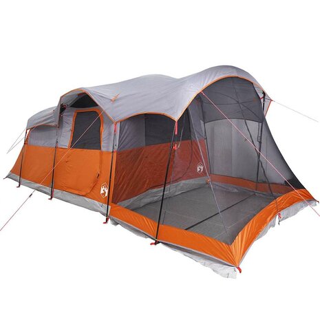 Tunneltent 8-persoons waterdicht grijs en oranje 5