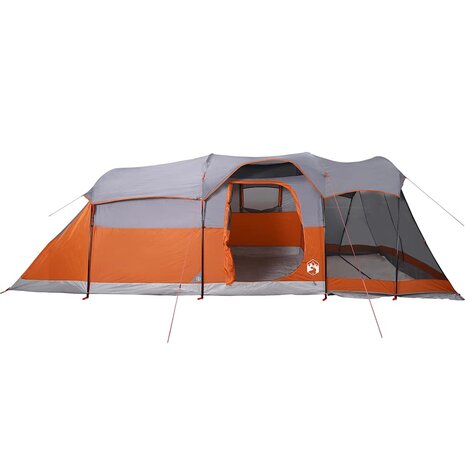 Tunneltent 8-persoons waterdicht grijs en oranje 6