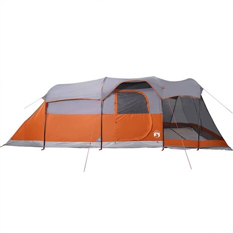 Tunneltent 8-persoons waterdicht grijs en oranje 7