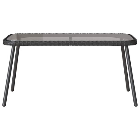 Tuin eettafelset met kussen 2 pcs Zwart poly rattan 8