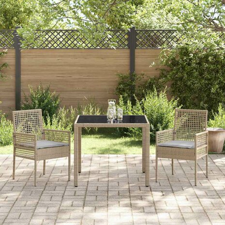 Tuin eettafelset 3 pcs Beige poly rattan 4