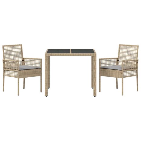 Tuin eettafelset 3 pcs Beige poly rattan 7